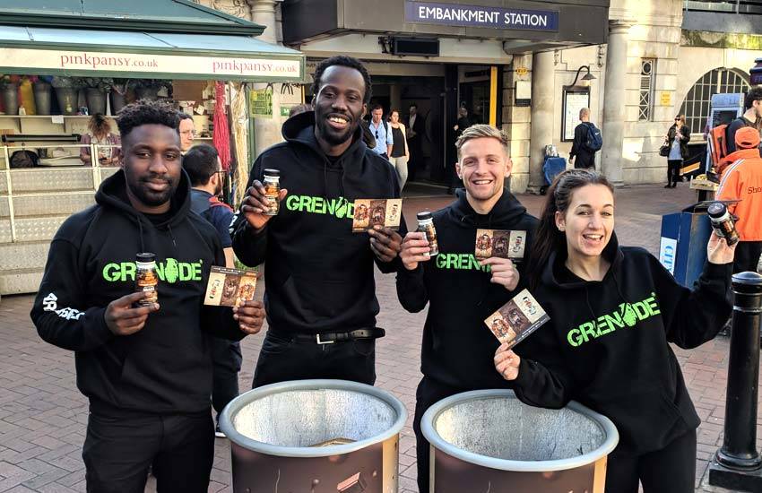 Sampling bins at Embankment tube station.