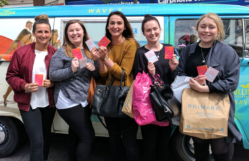 iMP provided a customised promo vehicle, product sampling bins and product sampling staff for Hollister Hollister promo vehicle hire & sampling bin hire