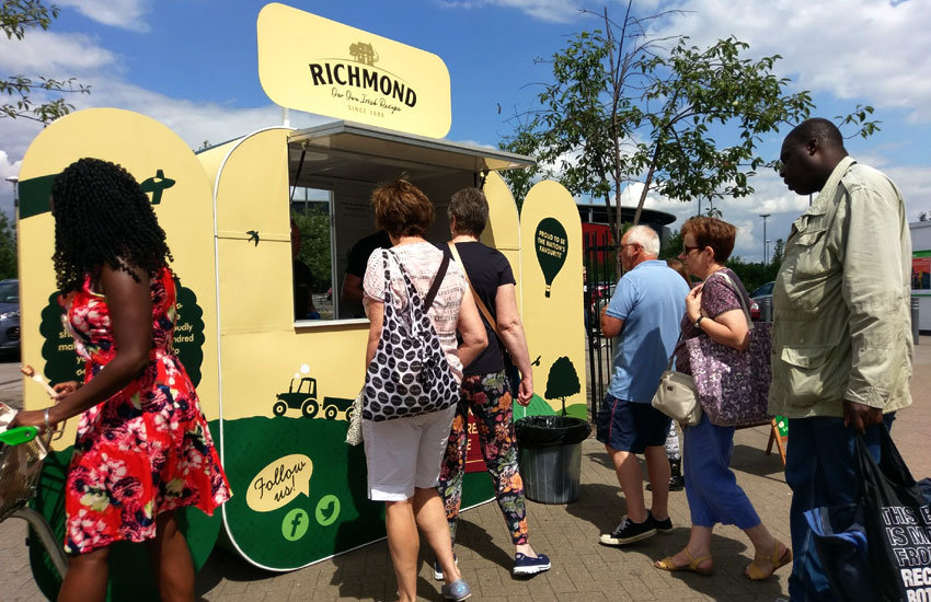 iMP provided product sampling pods and product sampling staff for Richmond Sausages Richmond Sausages - Product Sampling, Sampling Staff & Sampling Pod Hire