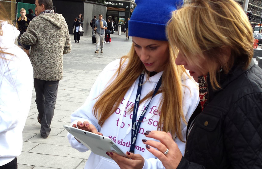 iMP provided data capture staff to support an experiential marketing campaign iMP promo staff helping to generate leads in city centres.