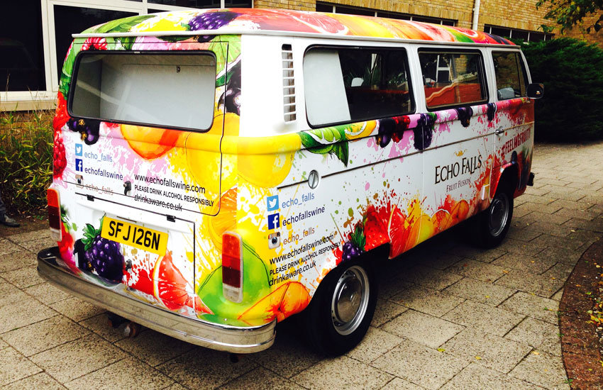 As part of our promo vehicles service we created this fully wrapped VW Camper van for Echo Falls wine Echo Falls Promo Camper Van
