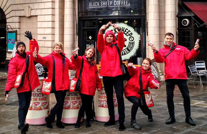 iMP samplings bins and sampling staff for Kellogg's Nutty Chewy bars. Sampling Bin Hire