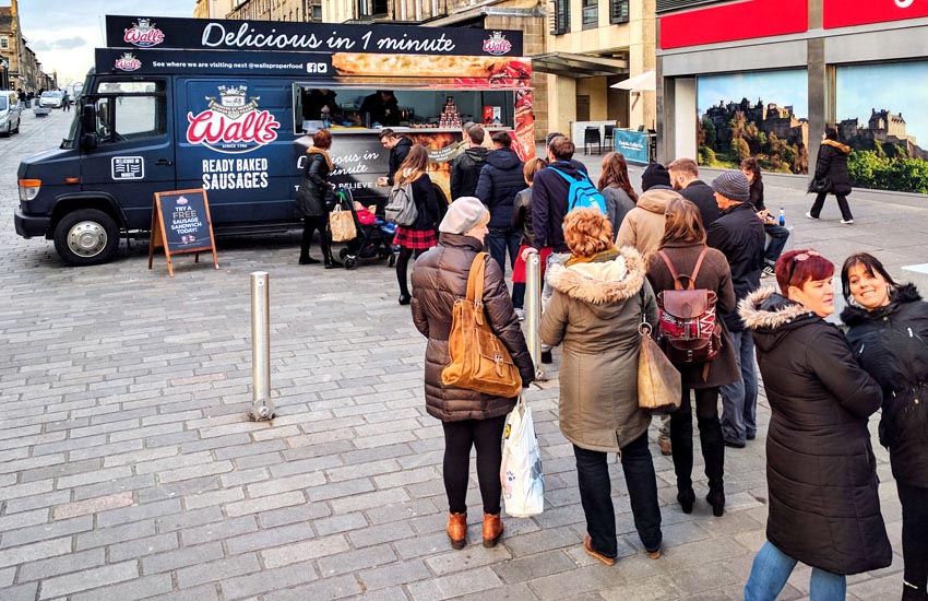 iMP designed and built a huge promotional sampling vehicle for Wall's City centre product sampling tour for Wall's Sausages