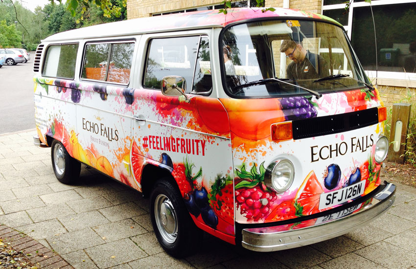 We sourced, purchased and converted a VW Camper van for Echo Falls Promotional Camper Van for Echo Falls