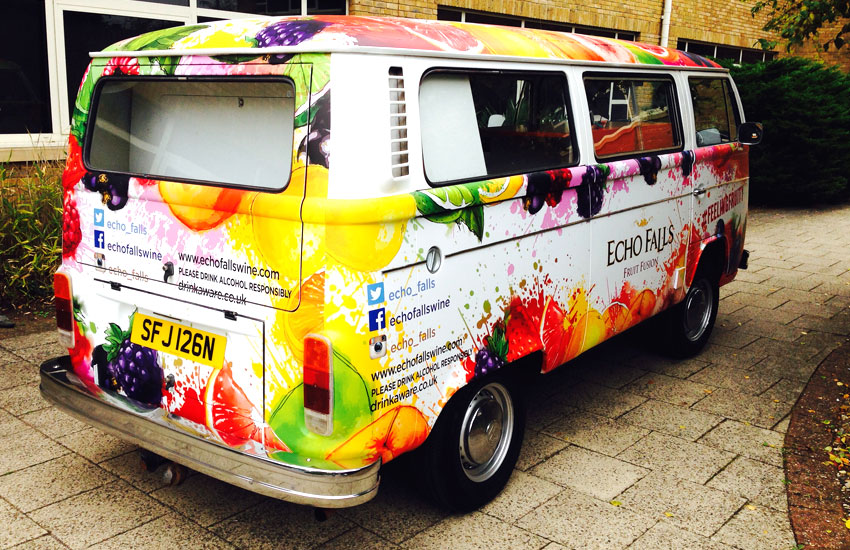 As part of our promo vehicles service we created this fully wrapped VW Camper van for Echo Falls wine Echo Falls Promo Camper Van