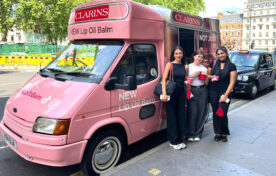 Clarins beauty promo van London