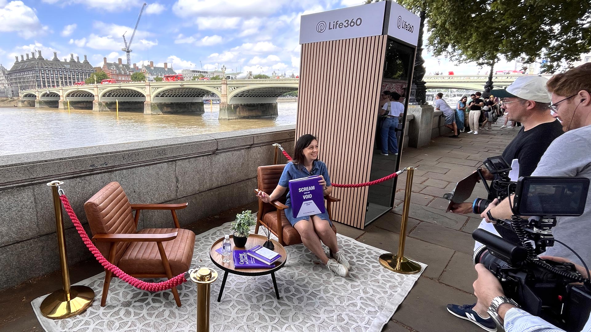 Life360 Swear Therapy immersive brand activation on London’s South Bank with filming and audience engagement