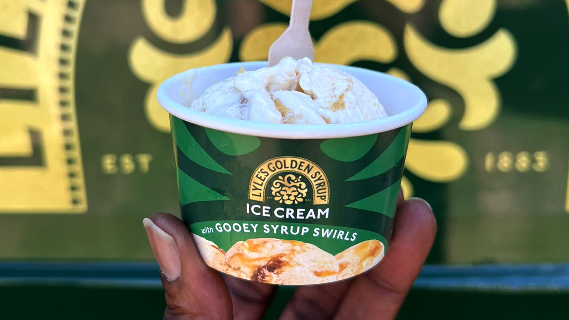 Sampling ice cream at Barcode Festival
