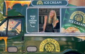 The iMP brand ambassador team on-site with the fully wrapped Tate & Lyle ice cream van.