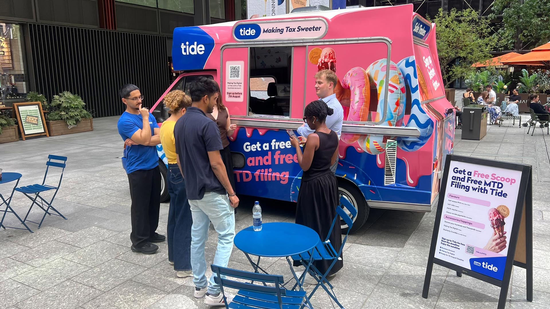 Tide branded ice cream van for Making Tax Digital tour