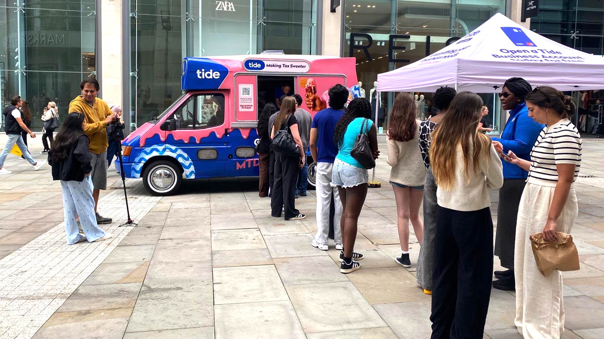 Branded sampling van promo vehicle deployed for a mobile pop-up experiential marketing tour