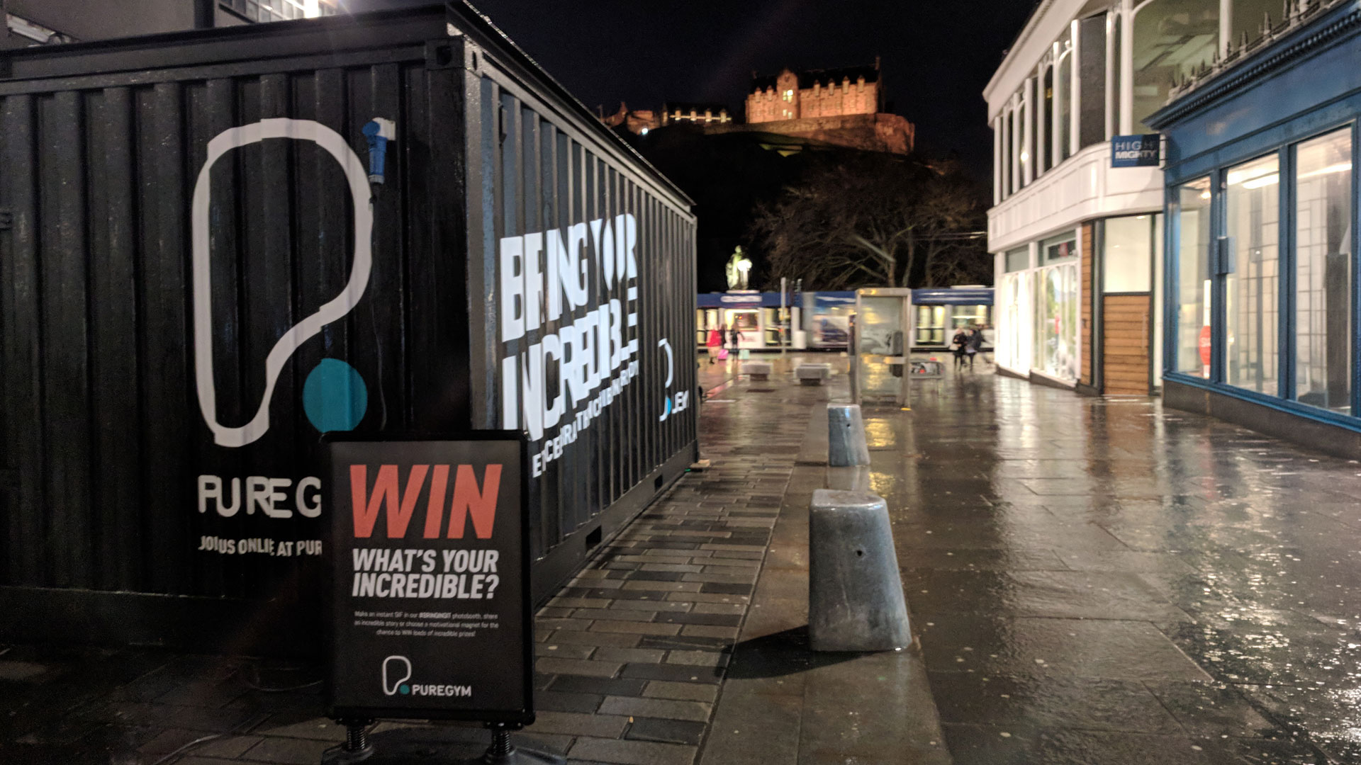 Closed pop-up shipping container for PureGym
