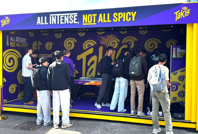 Custom-built immersive pop-up brand activation setup in a high-footfall UK city centre location