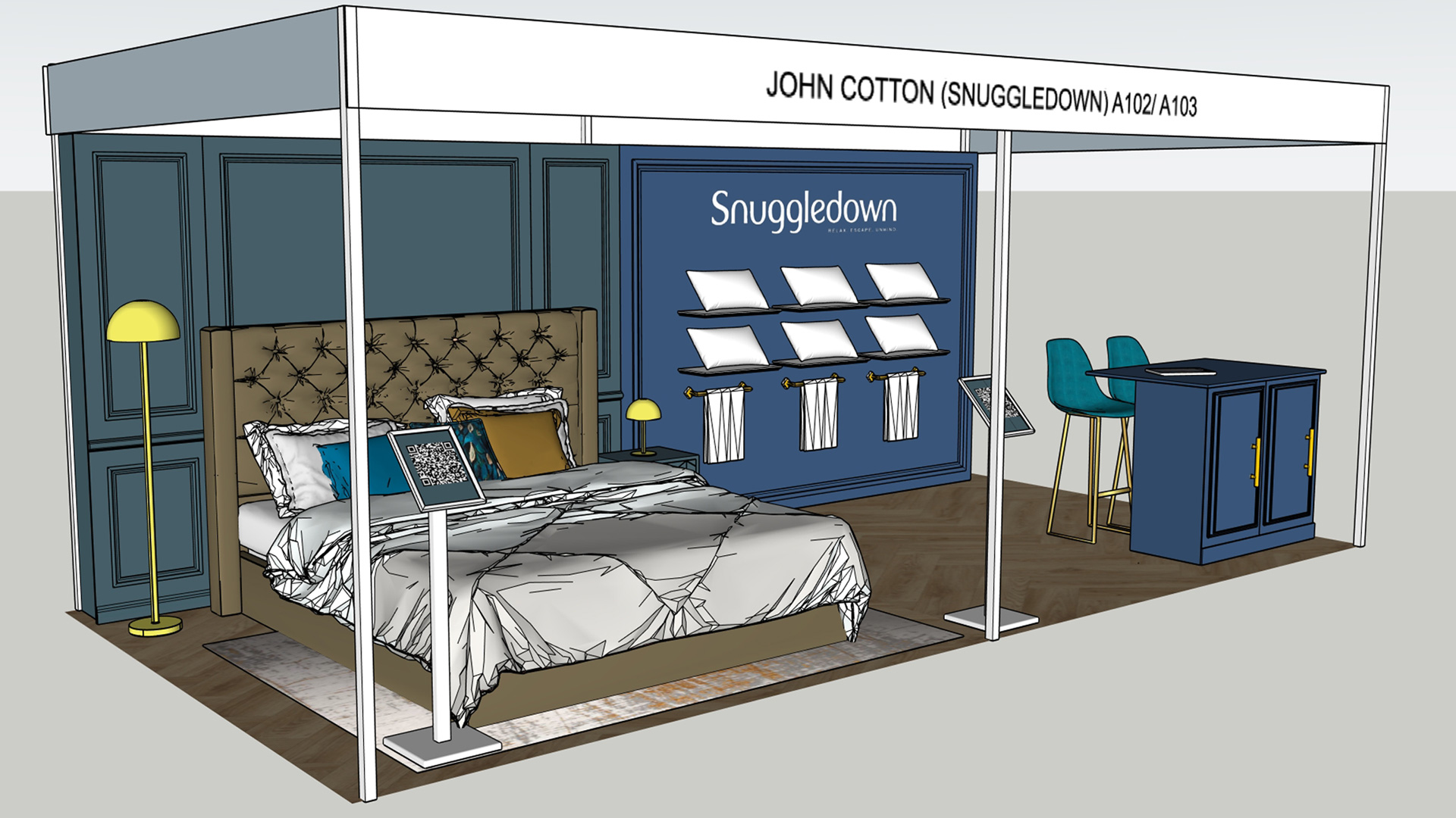 Design concept and 3D render for Sunggledown pop up
