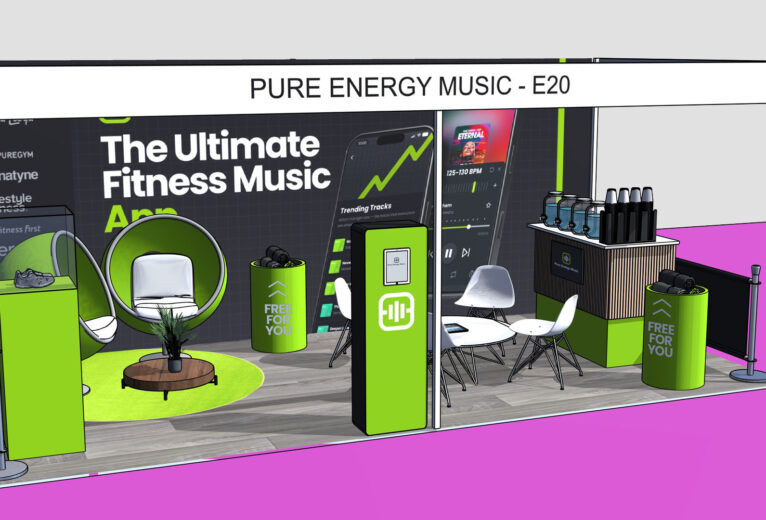 3D digital rendering of an experiential pop-up layout showing interactive brand displays and spatial planning