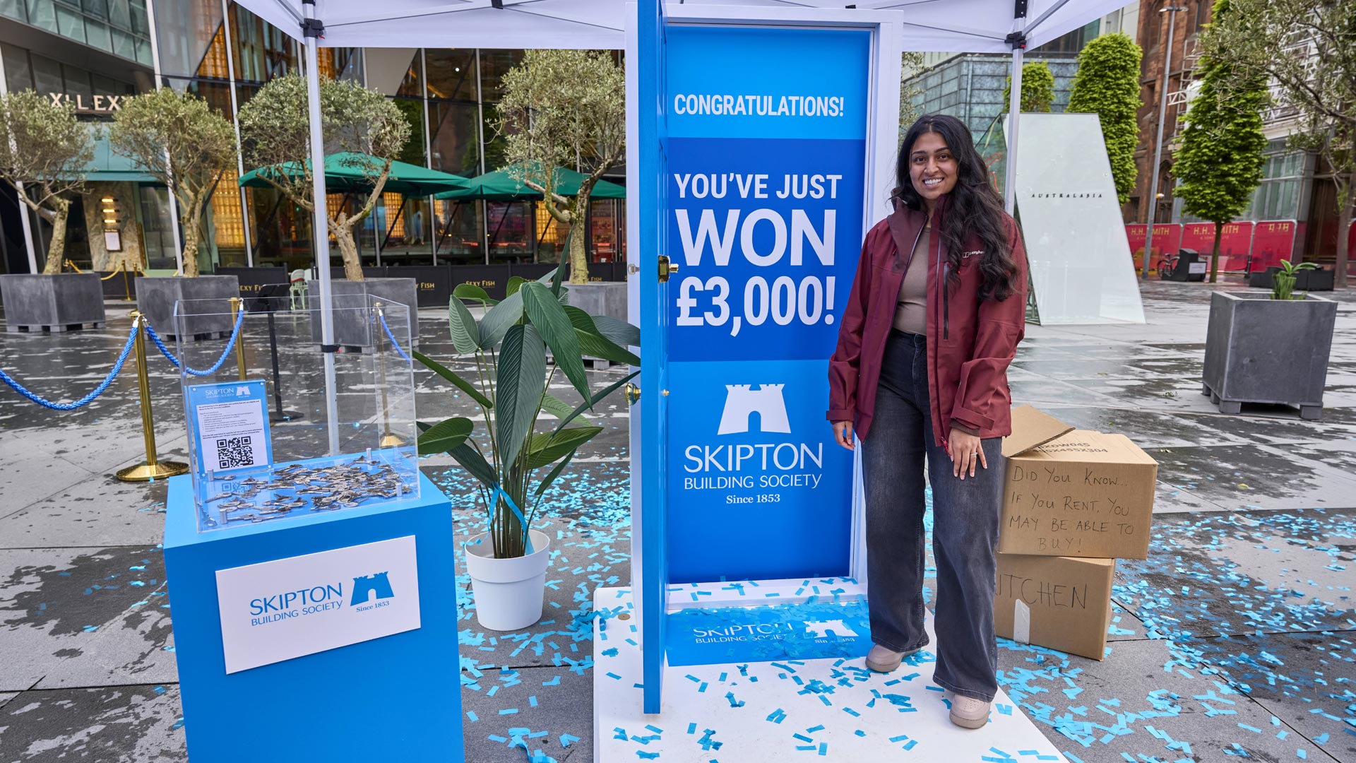 Winner of the £3000 pop up for Skipton Building Society in Manchester